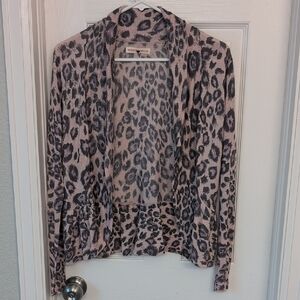 Rebecca Taylor Pink and Black Leopard Cardigan